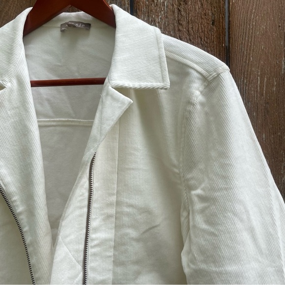 LILLA P Women’s White Moto Bomber Zip Up Corduroy Jacket NWOT Size Medium - Picture 11 of 15